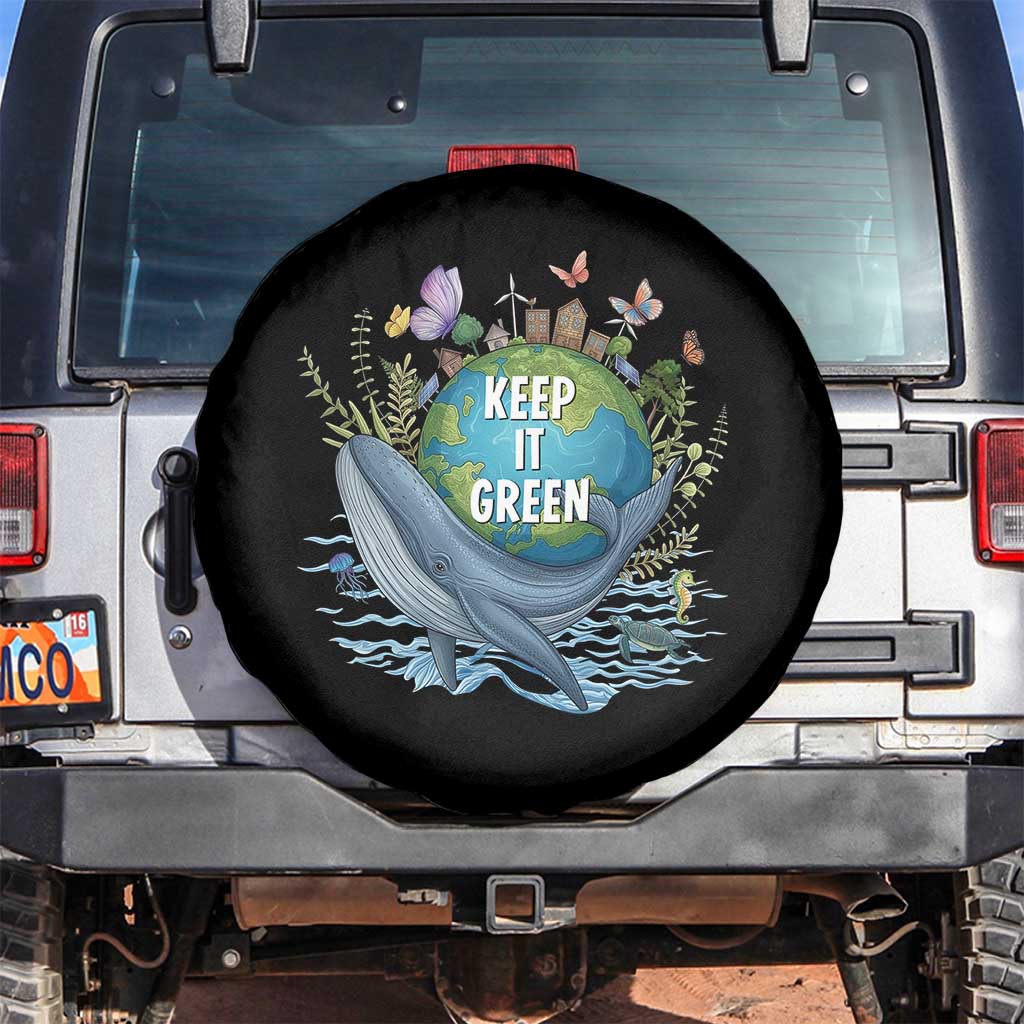 Keep It Green Earth Day Spare Tire Cover Eco-Friendly Nature Environmental Awareness TS14 No hole Black Print Your Wear