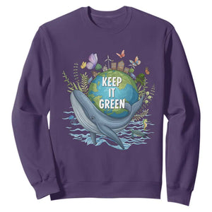 Keep It Green Earth Day Sweatshirt Eco-Friendly Nature Environmental Awareness TS14 Purple Print Your Wear