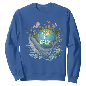 Keep It Green Earth Day Sweatshirt Eco-Friendly Nature Environmental Awareness TS14 Royal Blue Print Your Wear