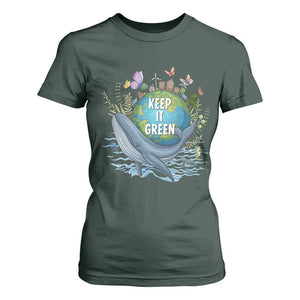 Keep It Green Earth Day T Shirt For Women Eco-Friendly Nature Environmental Awareness TS14 Dark Forest Green Print Your Wear