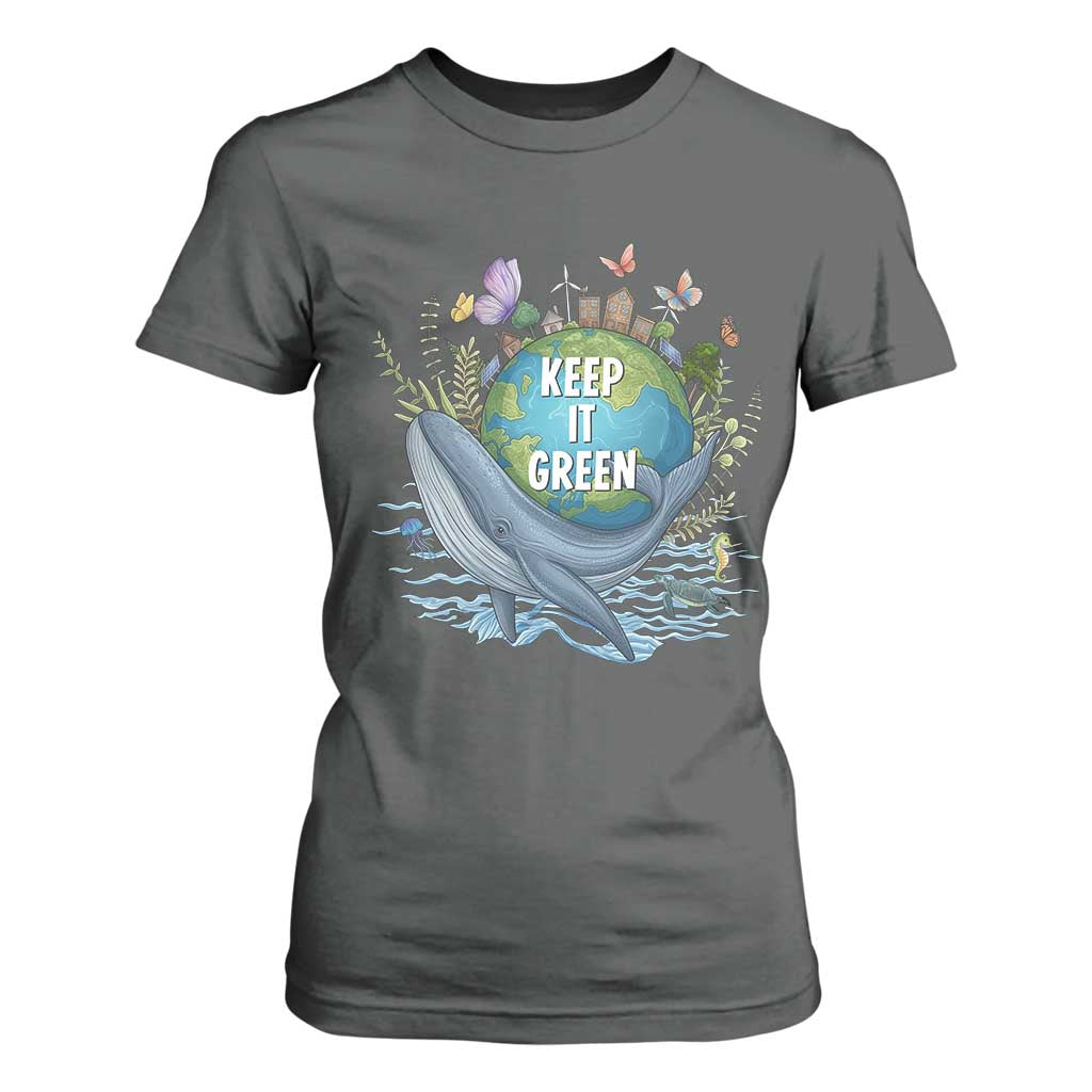 Keep It Green Earth Day T Shirt For Women Eco-Friendly Nature Environmental Awareness TS14 Dark Heather Print Your Wear