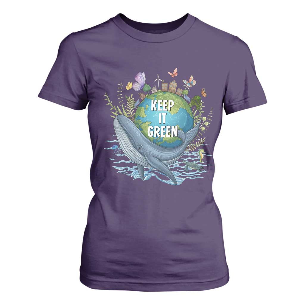 Keep It Green Earth Day T Shirt For Women Eco-Friendly Nature Environmental Awareness TS14 Purple Print Your Wear