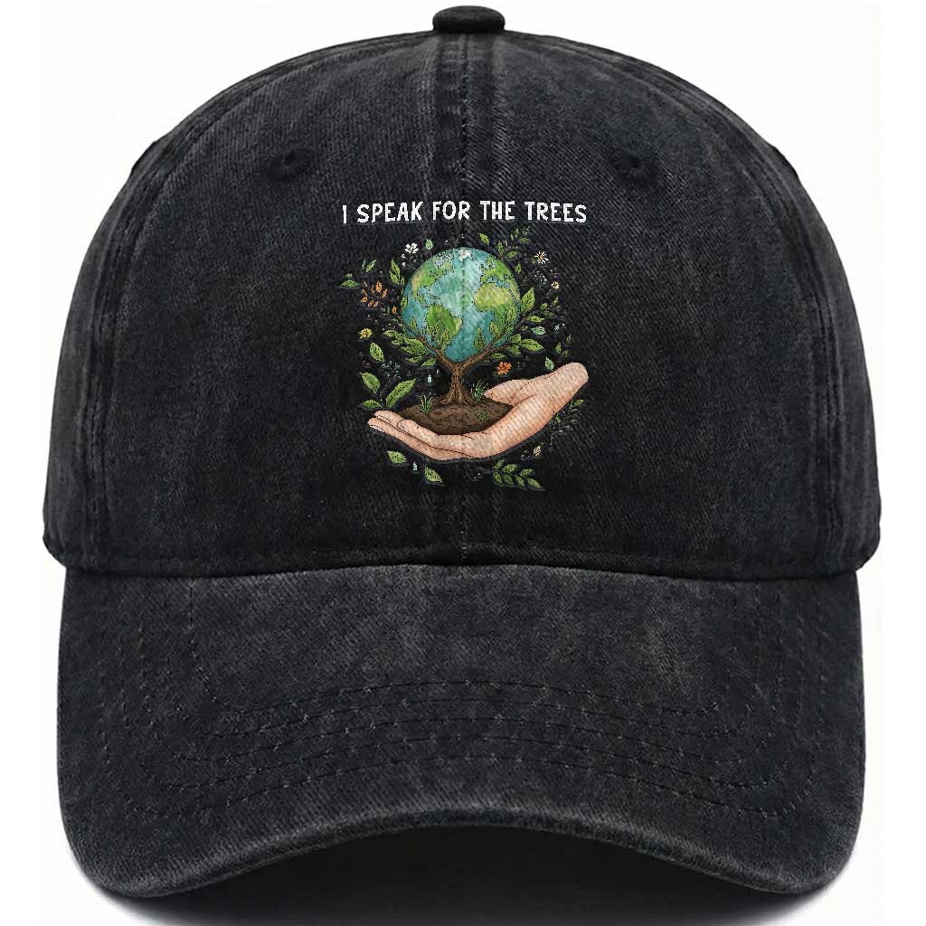 I Speak For The Trees Washed Cotton Baseball Cap Earth Day Awareness TS14 Print Your Wear