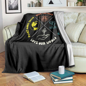 Earth Day Awareness Throw Blanket Save The Bees Plant More Trees Clean The Seas Titties TS14 Print Your Wear