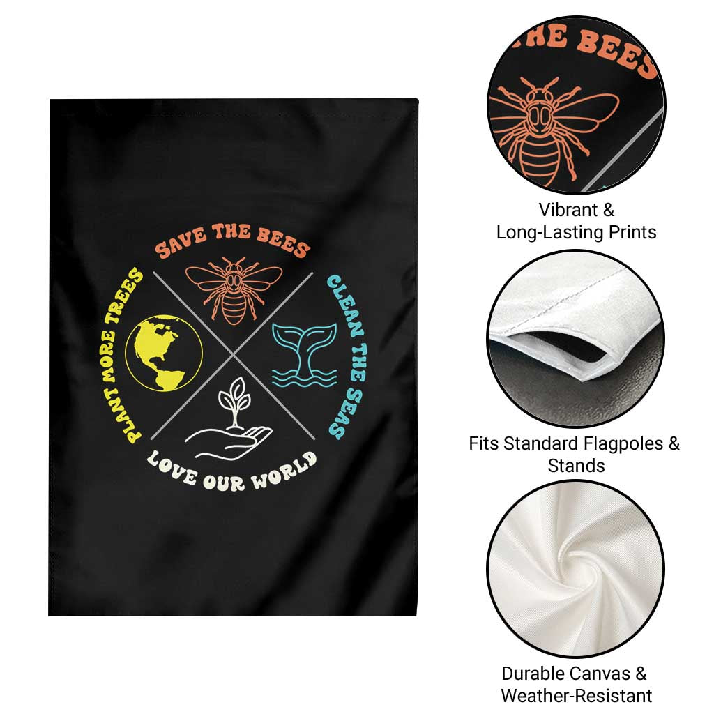 Earth Day Awareness Garden Flag Save The Bees Plant More Trees Clean The Seas Titties TS14 Print Your Wear