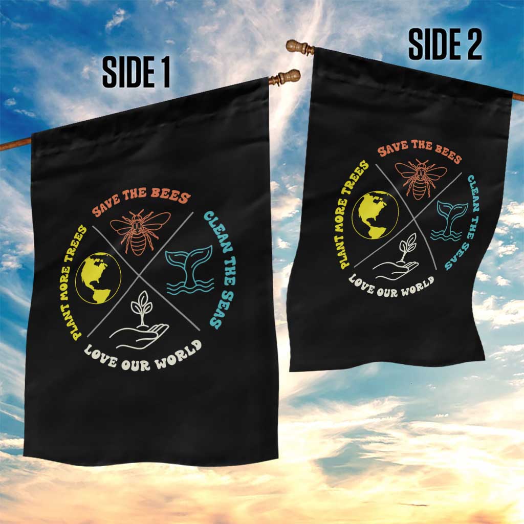 Earth Day Awareness Garden Flag Save The Bees Plant More Trees Clean The Seas Titties TS14 Print Your Wear