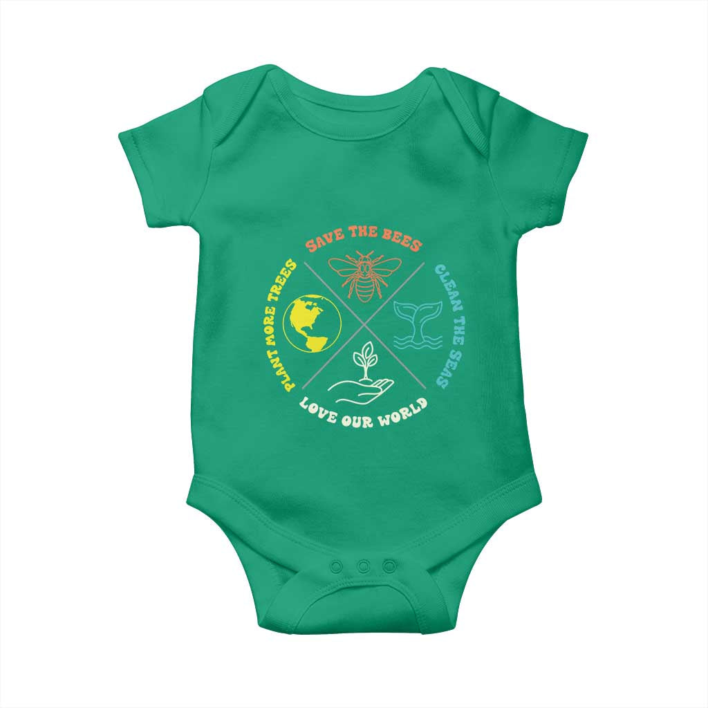 Earth Day Awareness Baby Onesie Save The Bees Plant More Trees Clean The Seas Titties TS14 Irish Green Print Your Wear