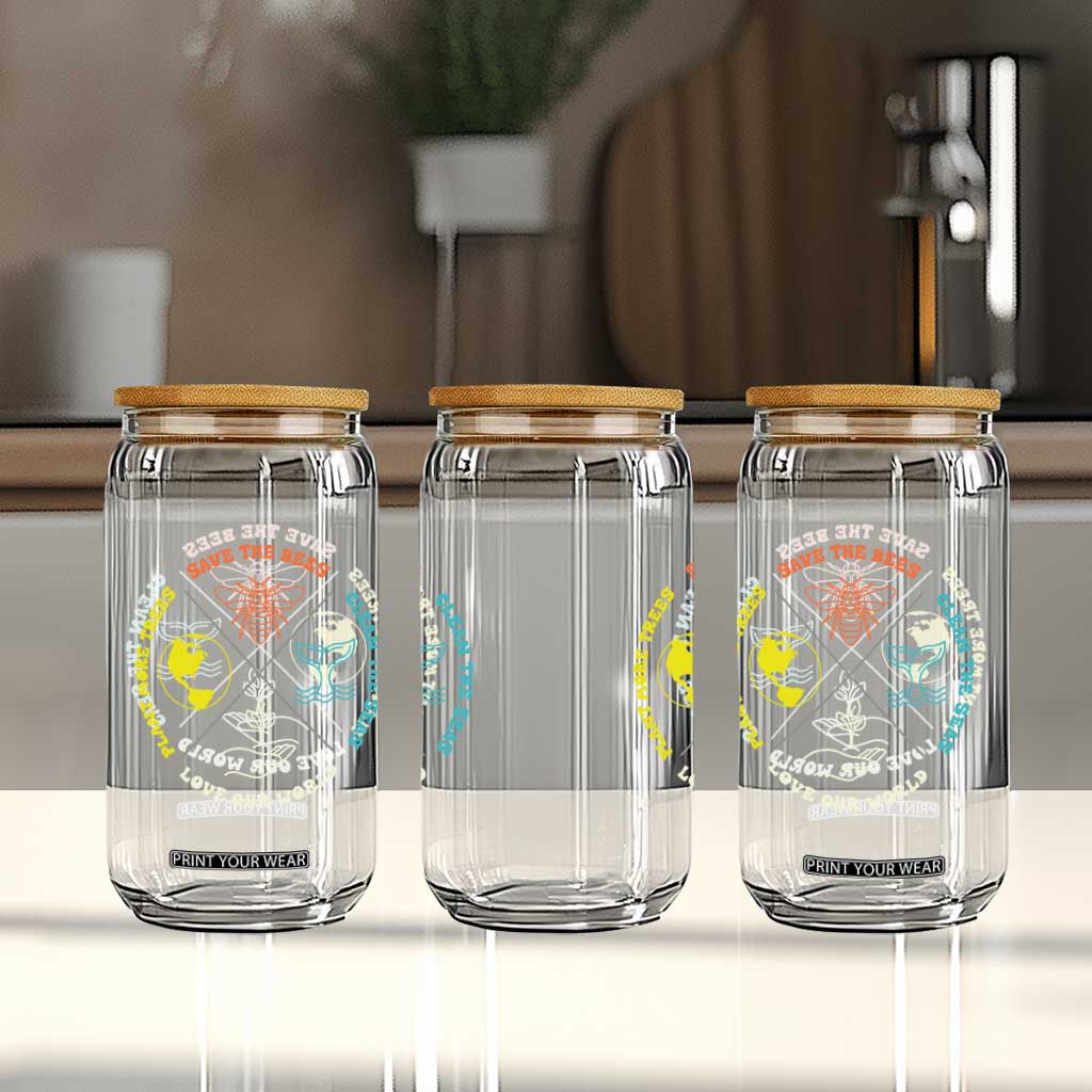 Earth Day Awareness Glass Can Save The Bees Plant More Trees Clean The Seas Titties TS14 Print Your Wear