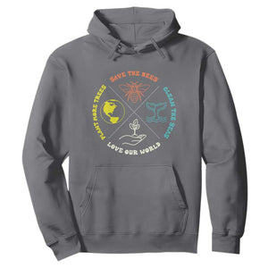 Earth Day Awareness Hoodie Save The Bees Plant More Trees Clean The Seas Titties TS14 Charcoal Print Your Wear