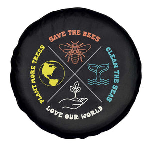 Earth Day Awareness Spare Tire Cover Save The Bees Plant More Trees Clean The Seas Titties TS14 Print Your Wear