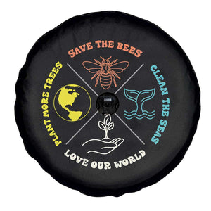 Earth Day Awareness Spare Tire Cover Save The Bees Plant More Trees Clean The Seas Titties TS14 Print Your Wear