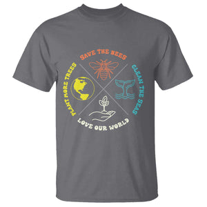 Earth Day Awareness T Shirt Save The Bees Plant More Trees Clean The Seas Titties TS14 Charcoal Print Your Wear