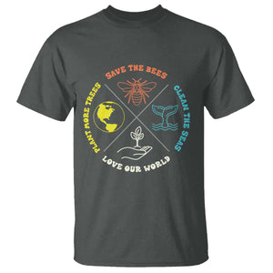 Earth Day Awareness T Shirt Save The Bees Plant More Trees Clean The Seas Titties TS14 Dark Heather Print Your Wear