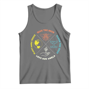 Earth Day Awareness Tank Top Save The Bees Plant More Trees Clean The Seas Titties TS14 Black Heather Print Your Wear