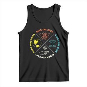 Earth Day Awareness Tank Top Save The Bees Plant More Trees Clean The Seas Titties TS14 Black Print Your Wear