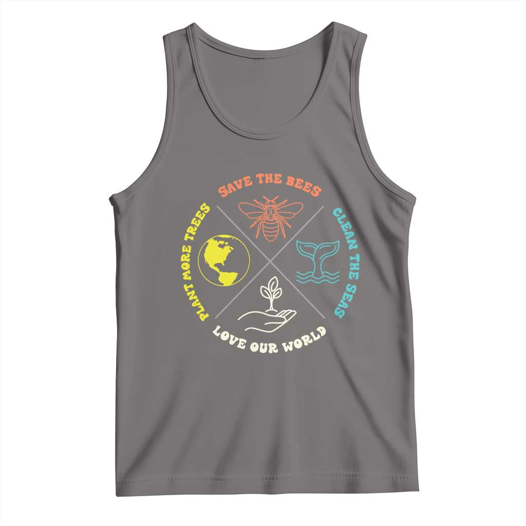 Earth Day Awareness Tank Top Save The Bees Plant More Trees Clean The Seas Titties TS14 Deep Heather Print Your Wear