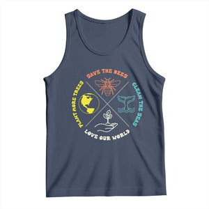 Earth Day Awareness Tank Top Save The Bees Plant More Trees Clean The Seas Titties TS14 Navy Print Your Wear