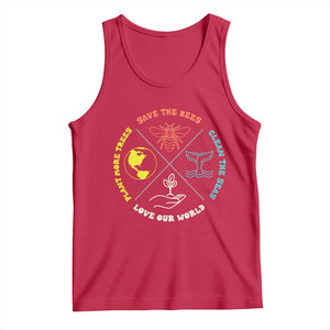 Earth Day Awareness Tank Top Save The Bees Plant More Trees Clean The Seas Titties TS14 Red Print Your Wear