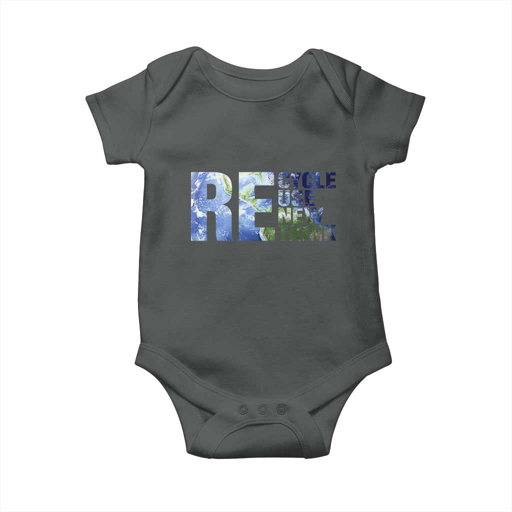 Earth Day Baby Onesie Recycle Reuse Renew Rethink TS14 Dark Heather Print Your Wear