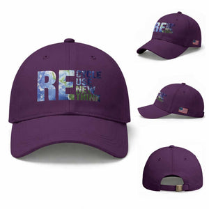 Earth Day Baseball Cap Recycle Reuse Renew Rethink TS14 Baseball Cap Universal Fit Purple Print Your Wear