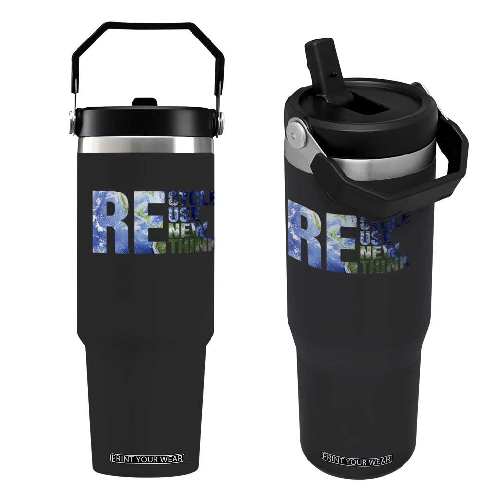 Earth Day Flip Straw Tumbler Recycle Reuse Renew Rethink TS14 One Size: 30 oz Black Print Your Wear