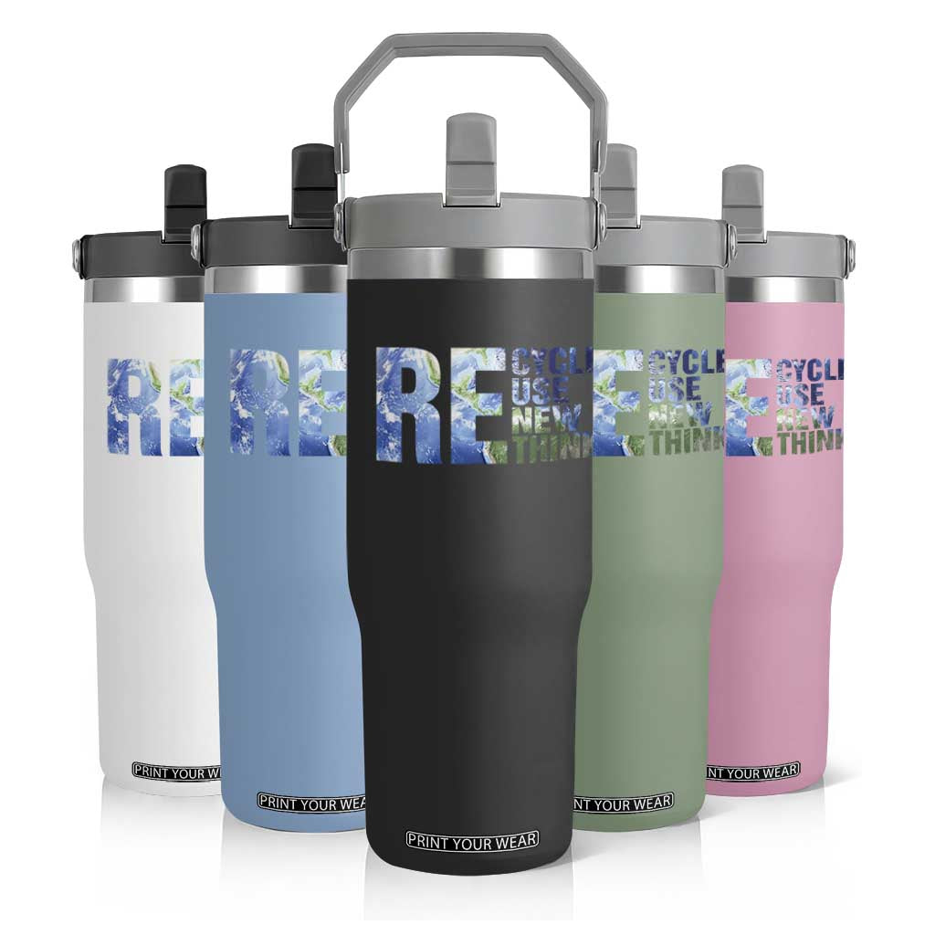 Earth Day Flip Straw Tumbler Recycle Reuse Renew Rethink TS14 Print Your Wear