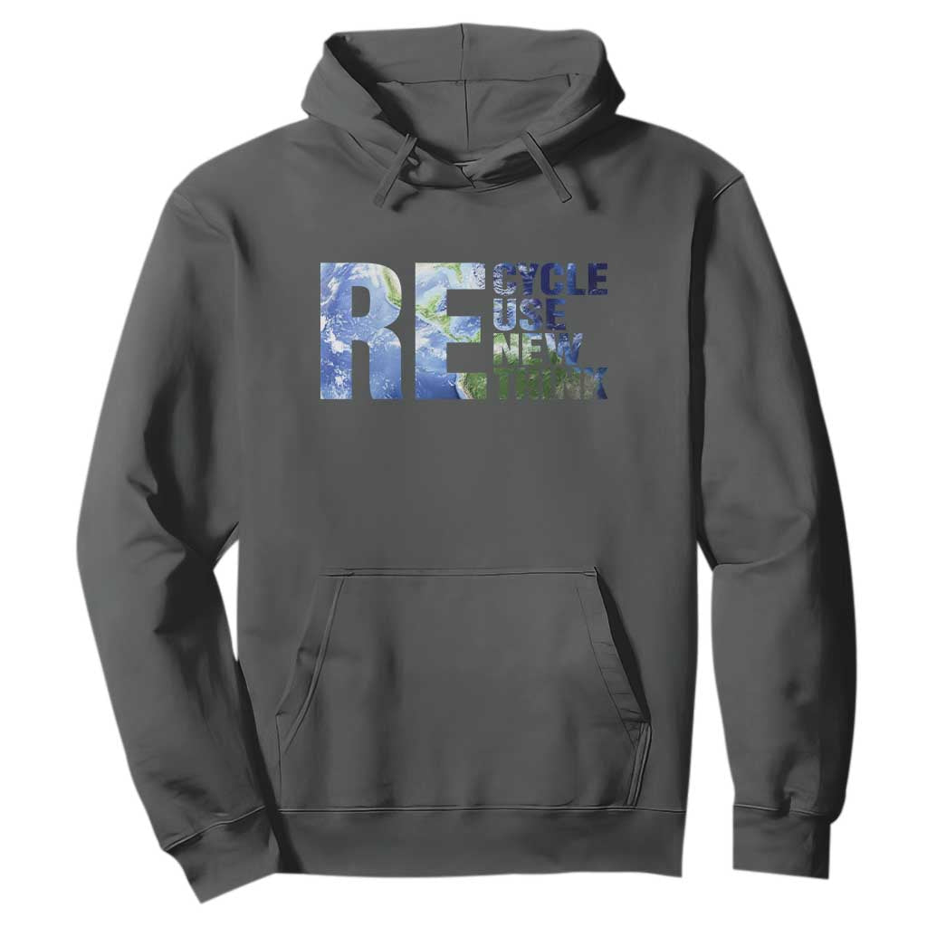 Earth Day Hoodie Recycle Reuse Renew Rethink TS14 Dark Heather Print Your Wear