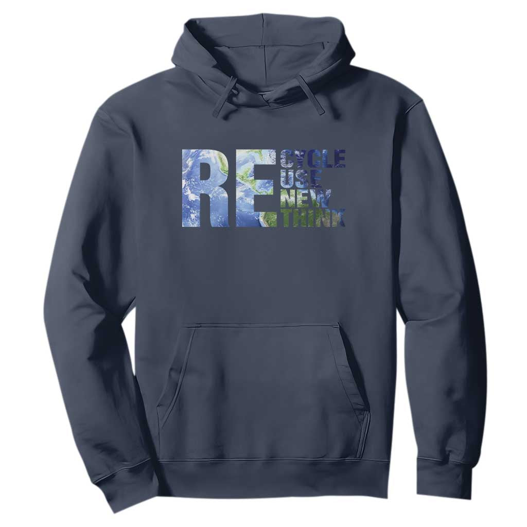 Earth Day Hoodie Recycle Reuse Renew Rethink TS14 Navy Print Your Wear