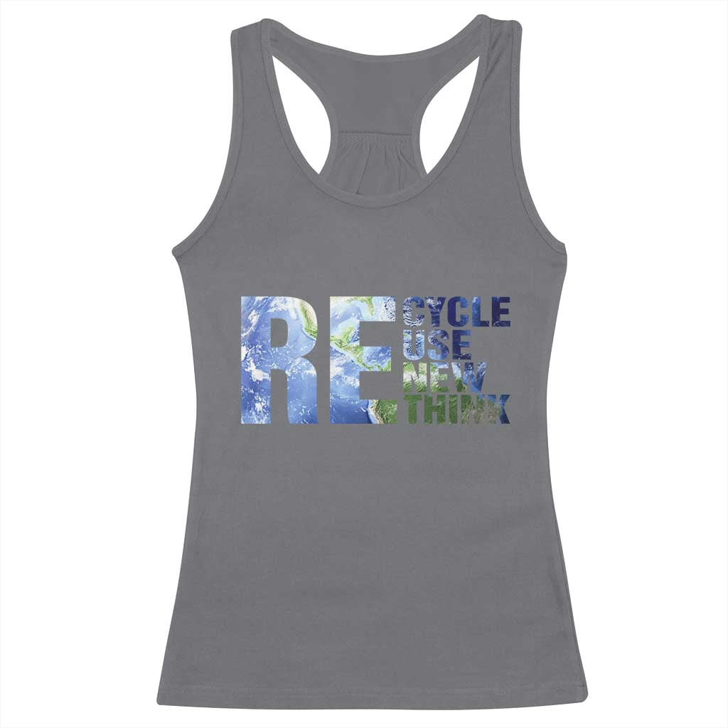 Earth Day Racerback Tank Top Recycle Reuse Renew Rethink TS14 Charcoal Print Your Wear