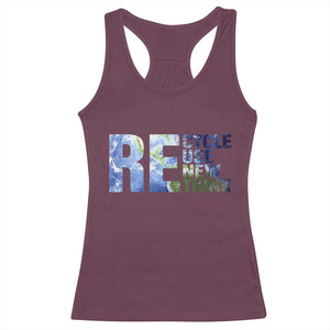 Earth Day Racerback Tank Top Recycle Reuse Renew Rethink TS14 Maroon Print Your Wear