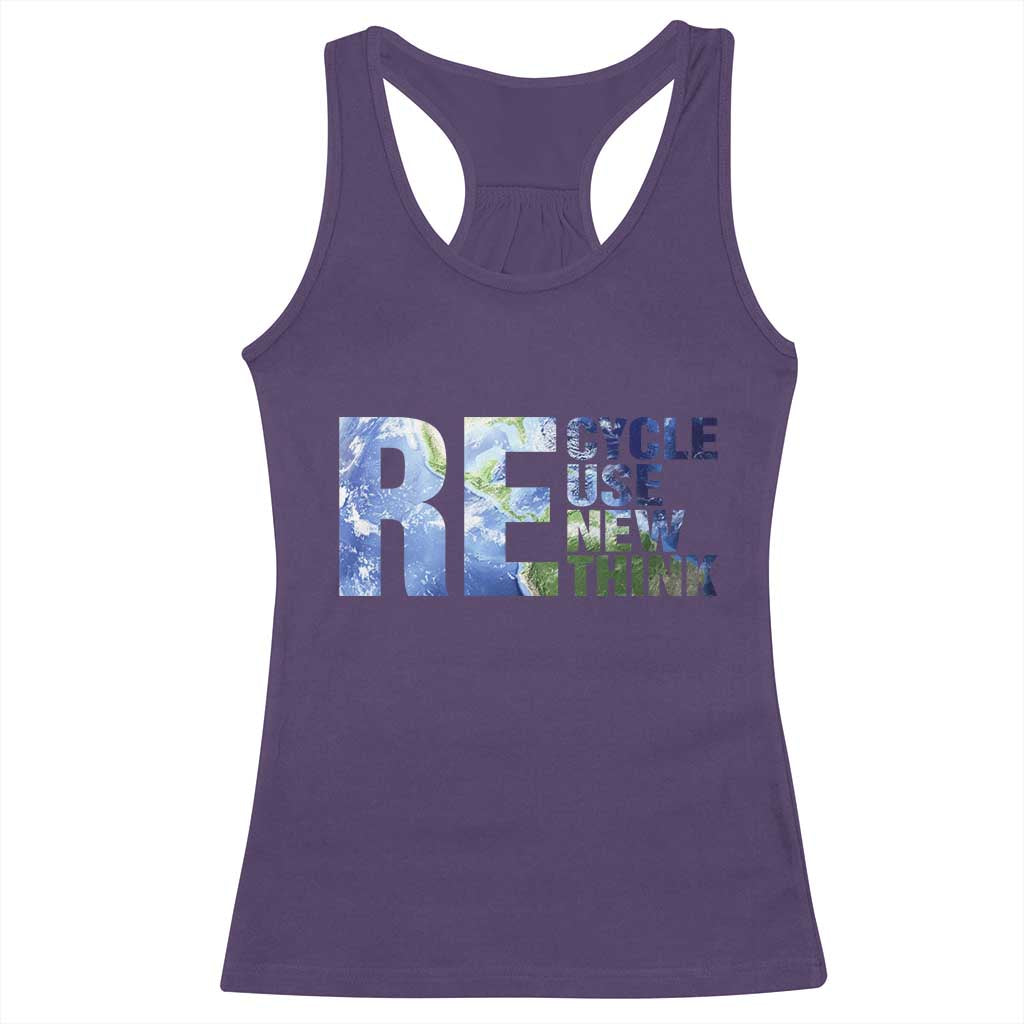 Earth Day Racerback Tank Top Recycle Reuse Renew Rethink TS14 Purple Print Your Wear