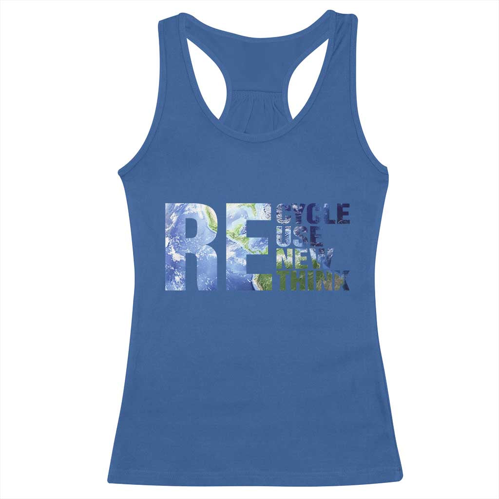 Earth Day Racerback Tank Top Recycle Reuse Renew Rethink TS14 Royal Blue Print Your Wear