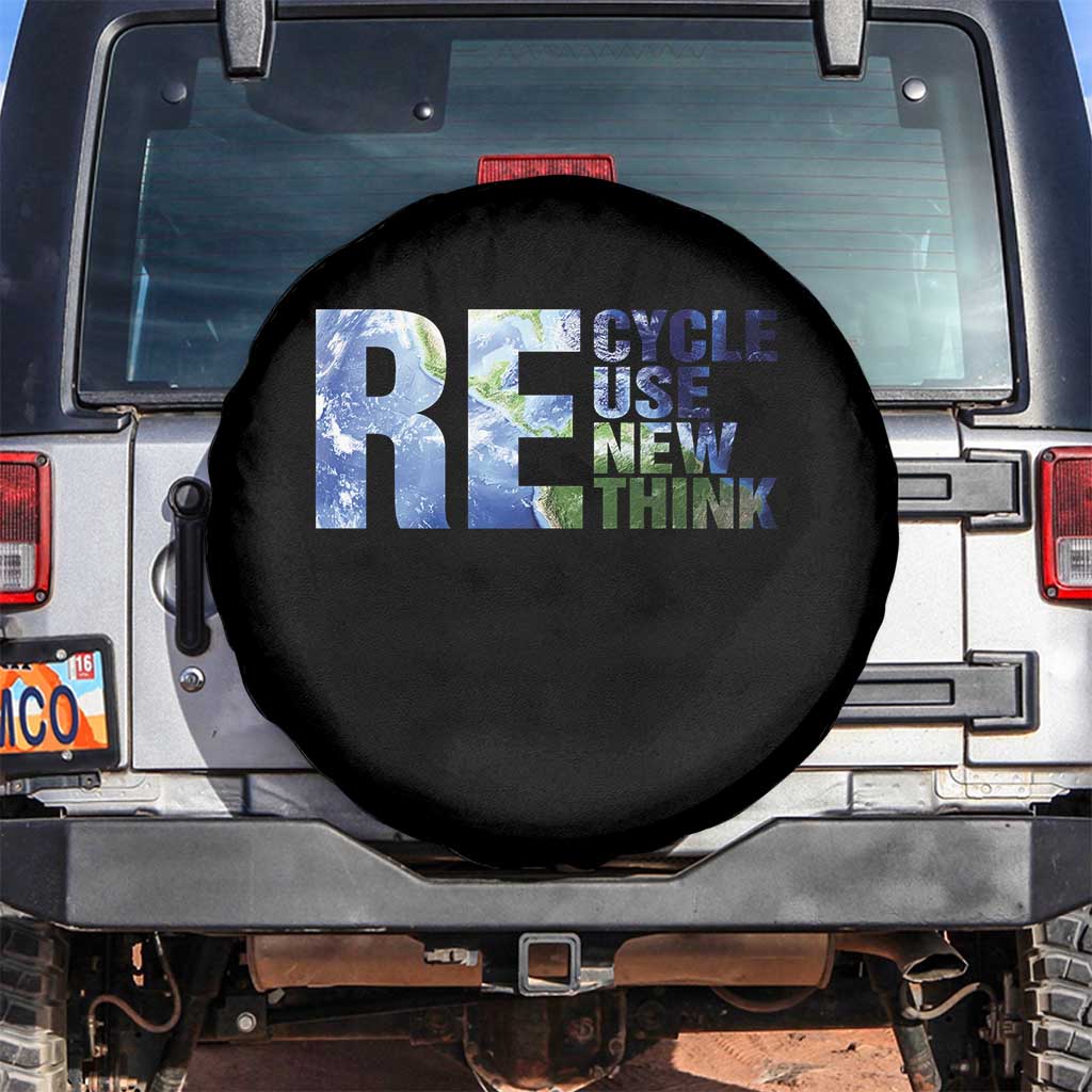 Earth Day Spare Tire Cover Recycle Reuse Renew Rethink TS14 No hole Black Print Your Wear