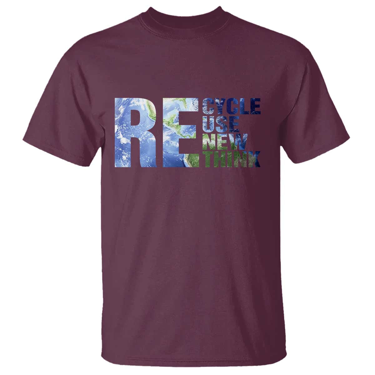 Earth Day T Shirt Recycle Reuse Renew Rethink TS14 Maroon Print Your Wear