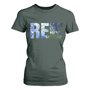Earth Day T Shirt For Women Recycle Reuse Renew Rethink TS14 Dark Forest Green Print Your Wear