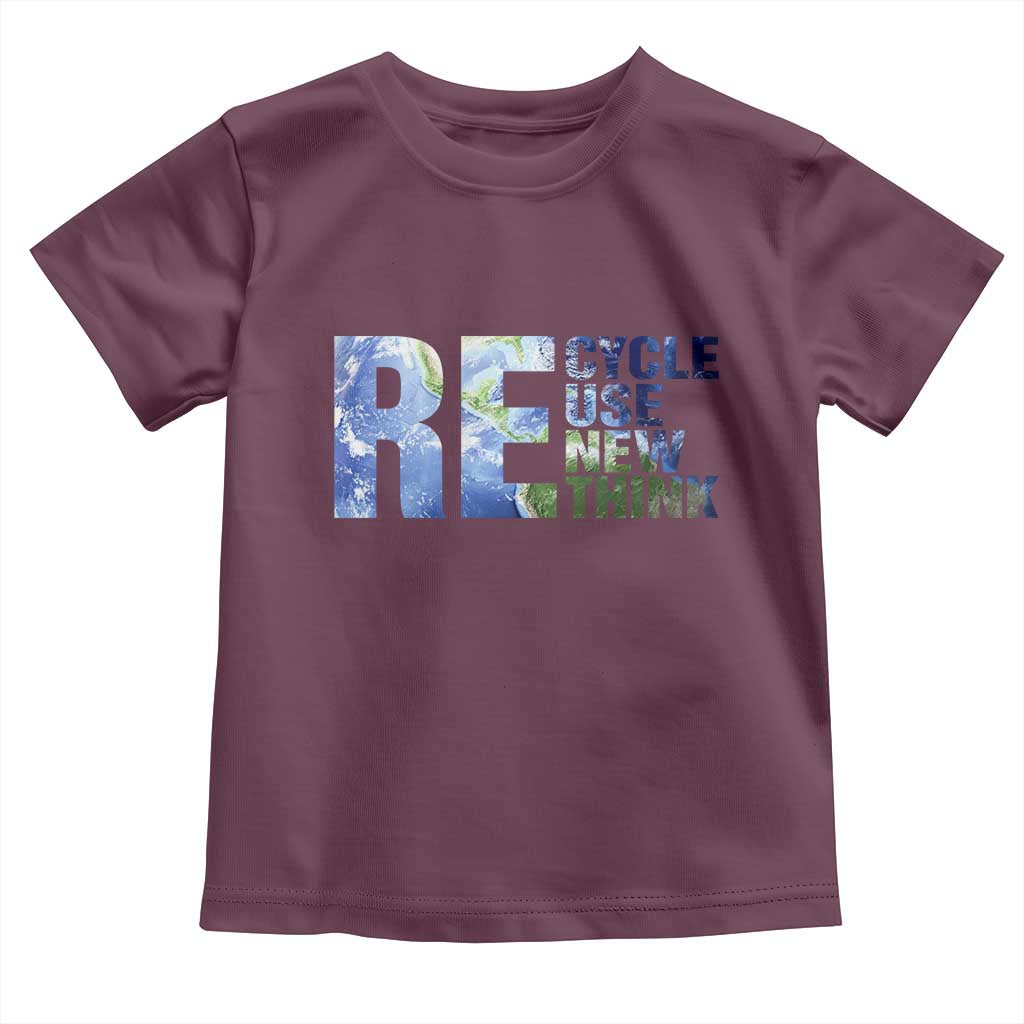 Earth Day Toddler T Shirt Recycle Reuse Renew Rethink TS14 Maroon Print Your Wear
