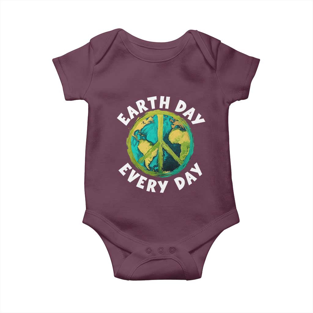 Earth Day Everyday Baby Onesie Peace Sign Nature Lover TS14 Maroon Print Your Wear