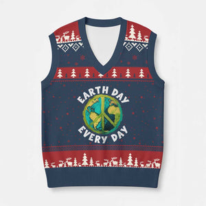 Earth Day Everyday V-Neck Knit Sweater Vest Peace Sign Nature Lover TS14 Navy Red Print Your Wear