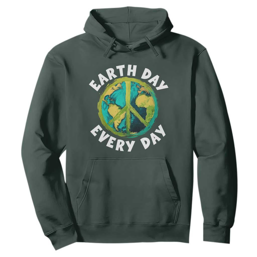 Earth Day Everyday Hoodie Peace Sign Nature Lover TS14 Dark Forest Green Print Your Wear