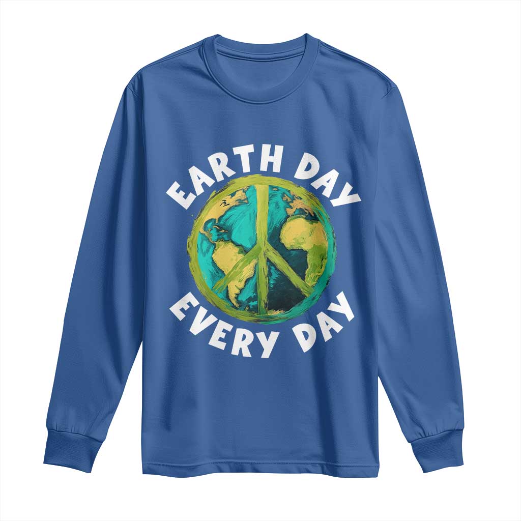 Earth Day Everyday Long Sleeve Shirt Peace Sign Nature Lover TS14 Royal Blue Print Your Wear