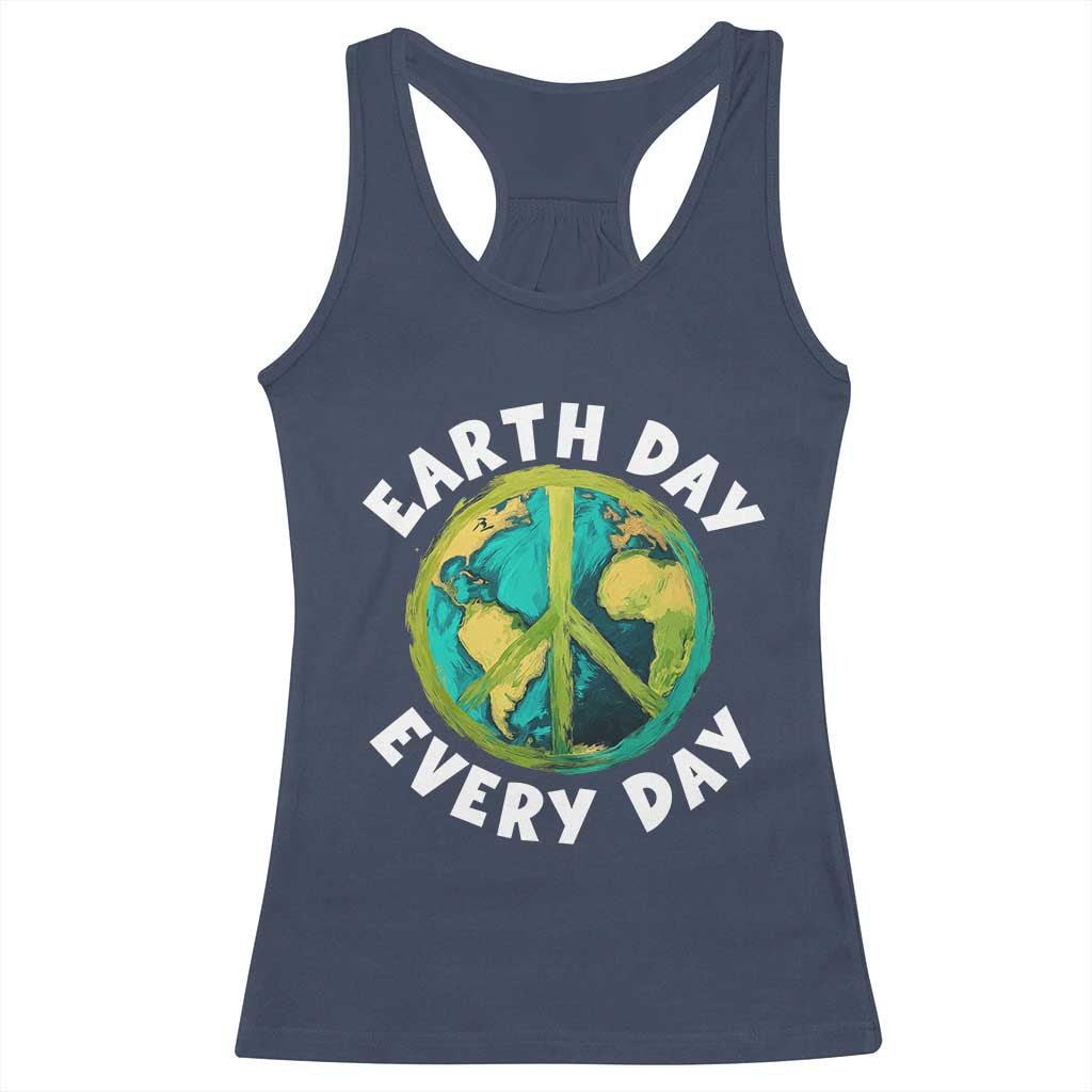 Earth Day Everyday Racerback Tank Top Peace Sign Nature Lover TS14 Navy Print Your Wear