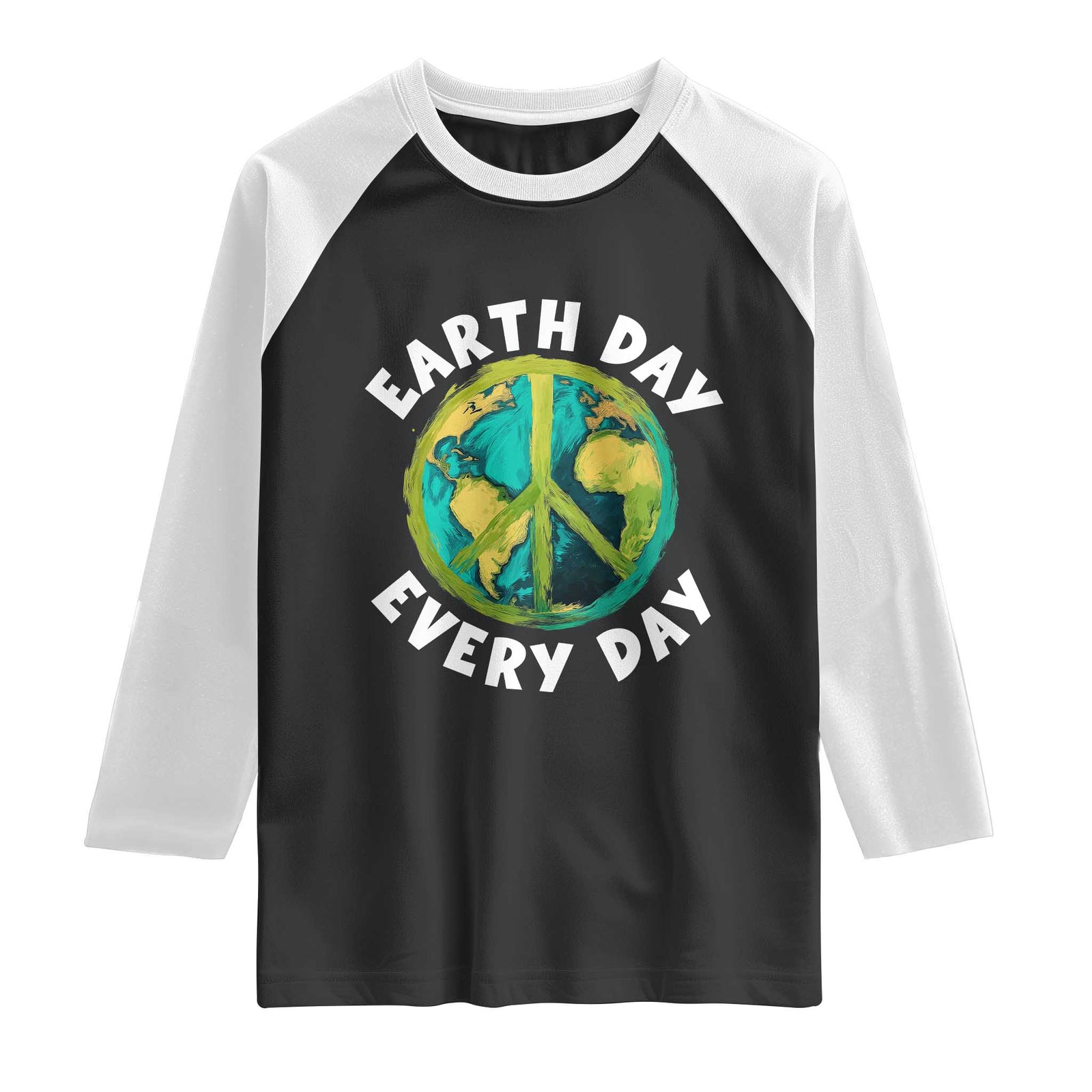 Earth Day Everyday Raglan Shirt Peace Sign Nature Lover TS14 Black White Print Your Wear