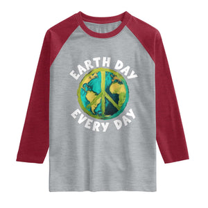 Earth Day Everyday Raglan Shirt Peace Sign Nature Lover TS14 Heather Gray Heather Red Print Your Wear