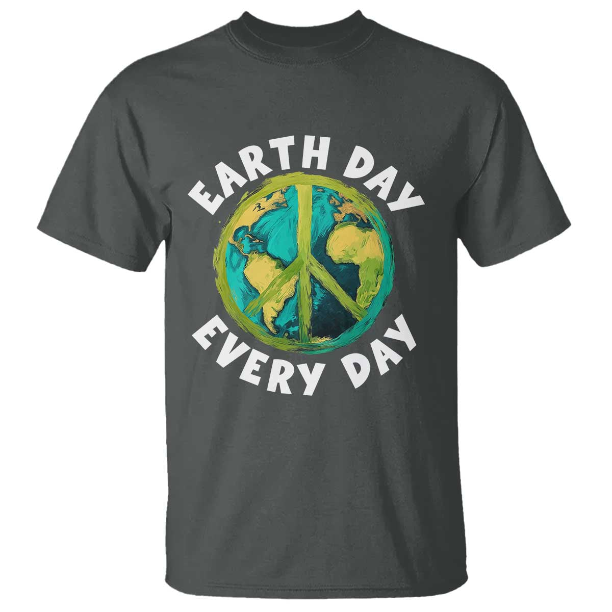 Earth Day Everyday T Shirt Peace Sign Nature Lover TS14 Dark Heather Print Your Wear