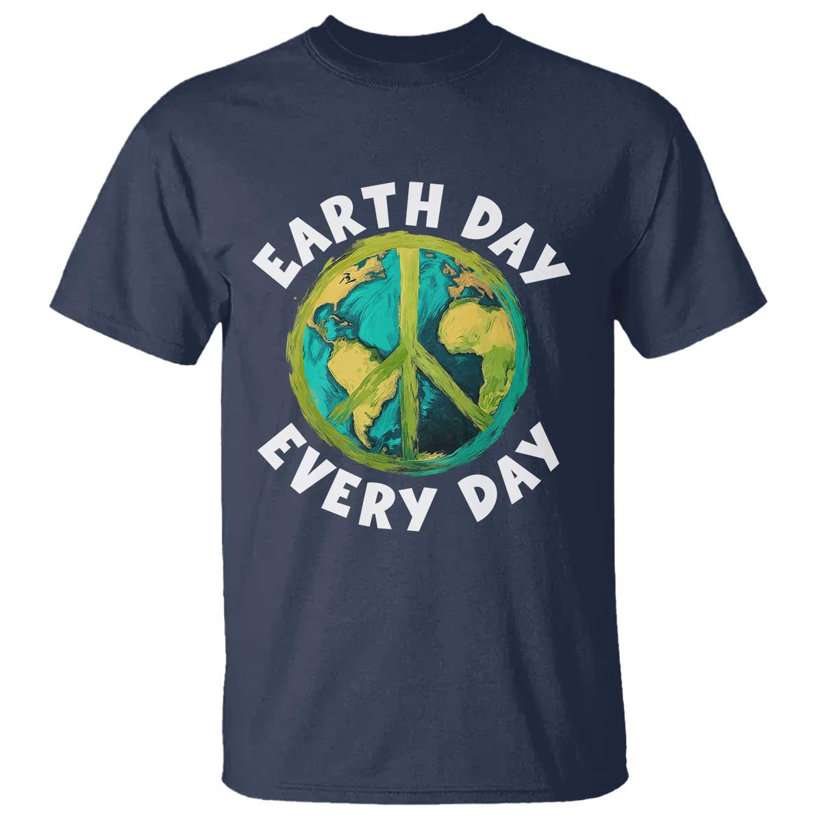 Earth Day Everyday T Shirt Peace Sign Nature Lover TS14 Navy Print Your Wear
