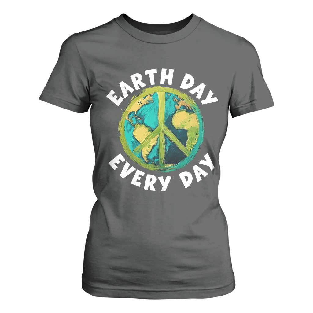 Earth Day Everyday T Shirt For Women Peace Sign Nature Lover TS14 Dark Heather Print Your Wear