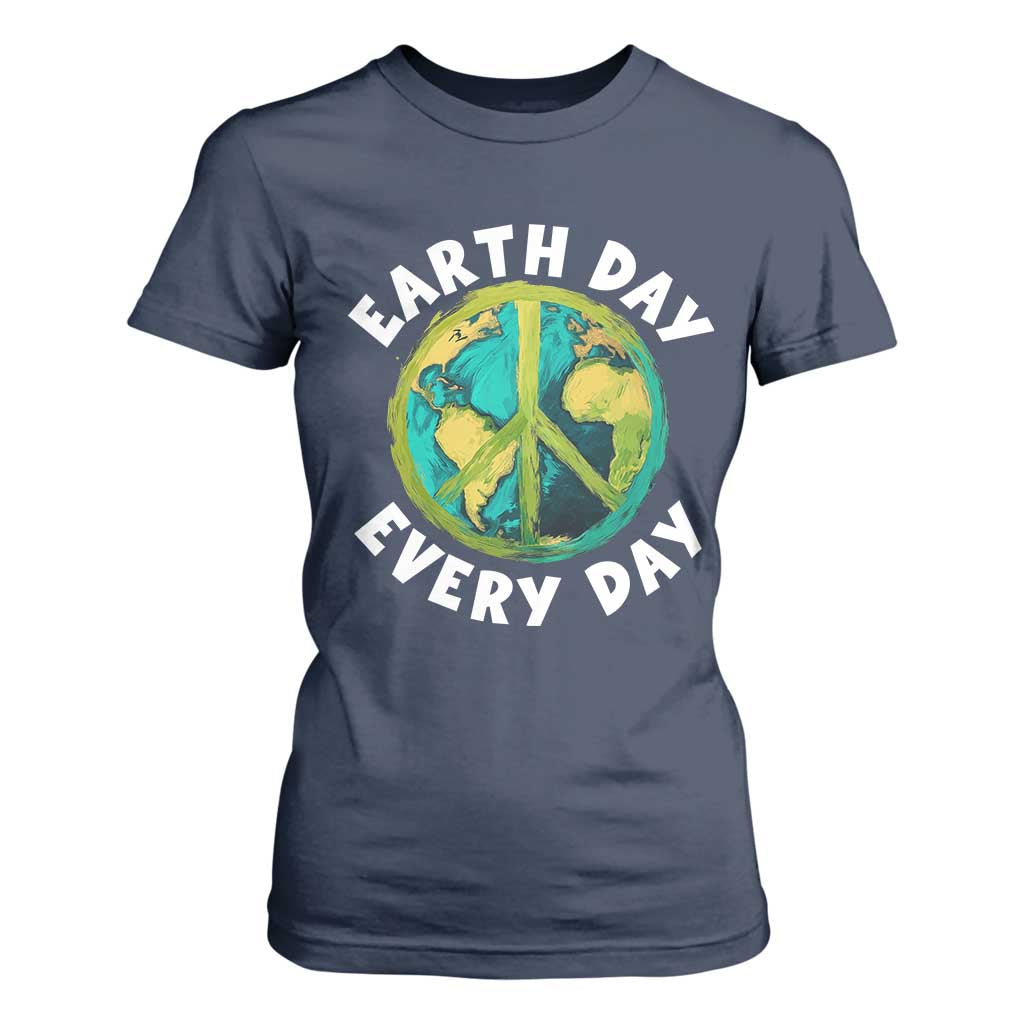 Earth Day Everyday T Shirt For Women Peace Sign Nature Lover TS14 Navy Print Your Wear