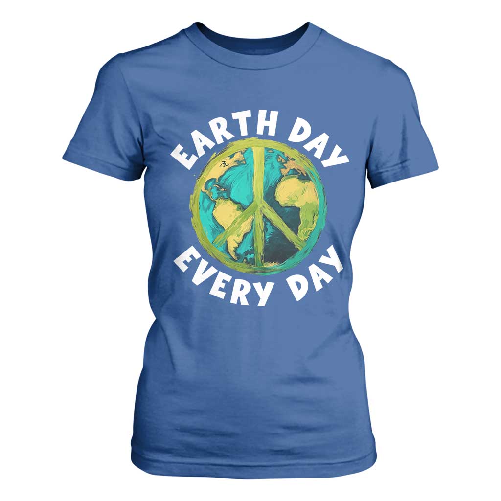 Earth Day Everyday T Shirt For Women Peace Sign Nature Lover TS14 Royal Blue Print Your Wear