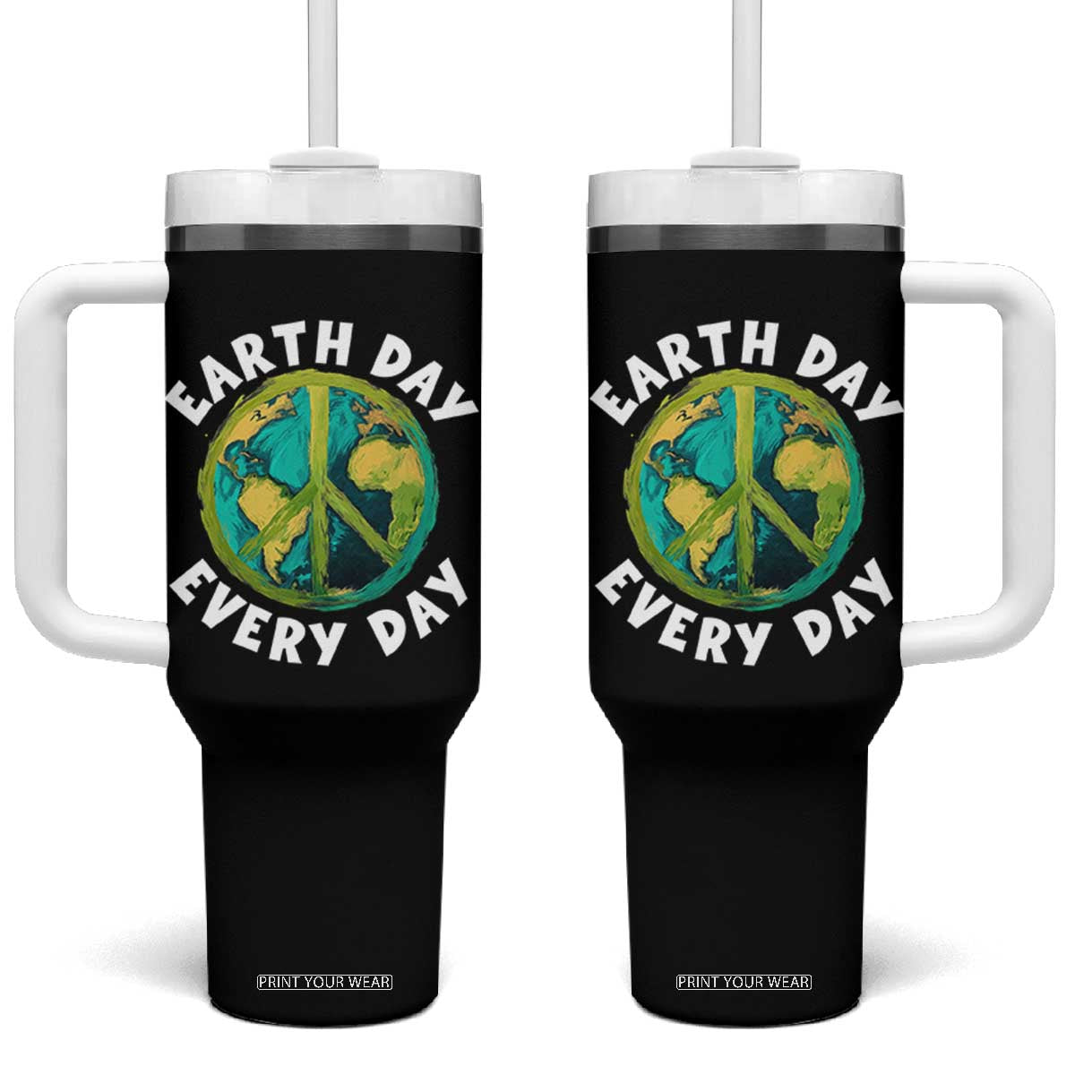 Earth Day Everyday Tumbler With Handle Peace Sign Nature Lover TS14 One Size: 40 oz Black Print Your Wear