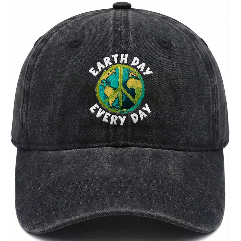 Earth Day Everyday Washed Cotton Baseball Cap Peace Sign Nature Lover TS14 Print Your Wear